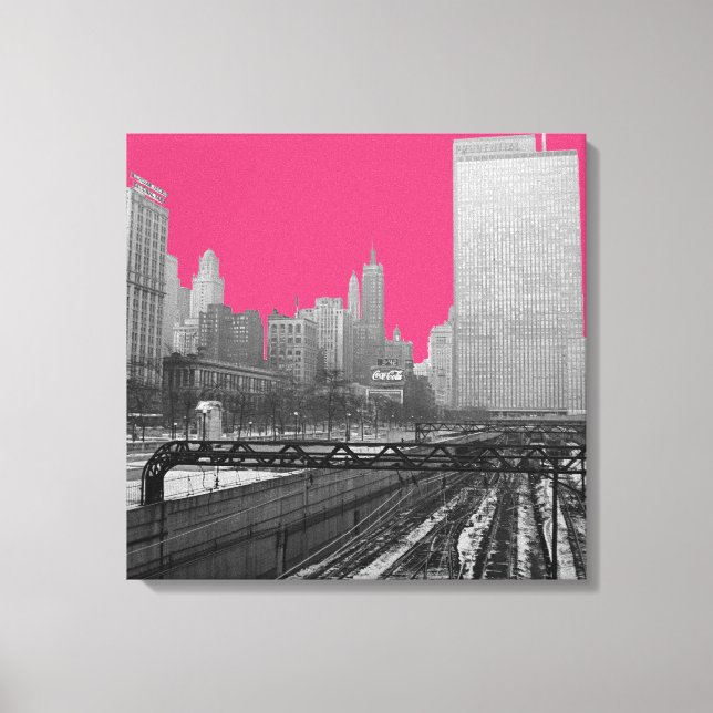 Toile Chicago Rail Yards Loop Railroad 1960 Photo (Recto)