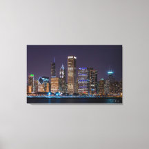 Toile - Chicago Skyline Illinois avec ciel nocturn