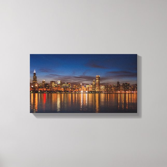 Toile Chicago Skyline La Nuit (Recto)