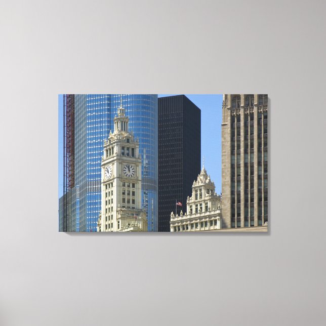 Toile Chicago, Wrigley Building avec Trump Hotel & (Recto)