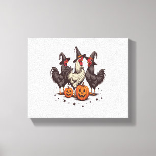 Toile Chicken sorcière Citrouille d'Halloween automne