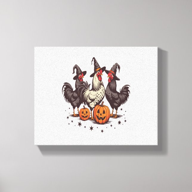 Toile Chicken sorcière Citrouille d'Halloween automne (Recto)