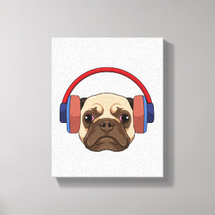 Toile Chien à la musique avec casque