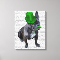 Chien à tête verte avec chapeau et moustache
