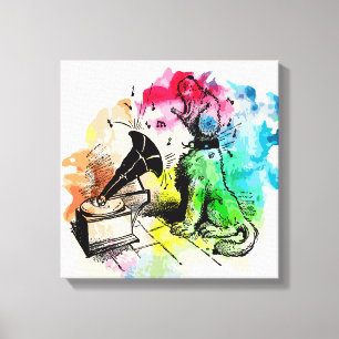 Toile Chien aboyant à la musique