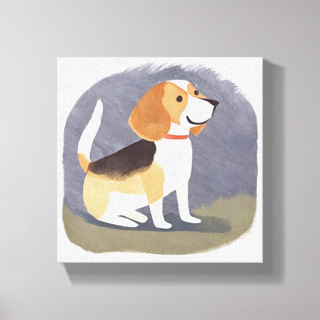 Toile Chien beagle | Aquarelle de chien de chien de chie (Recto)