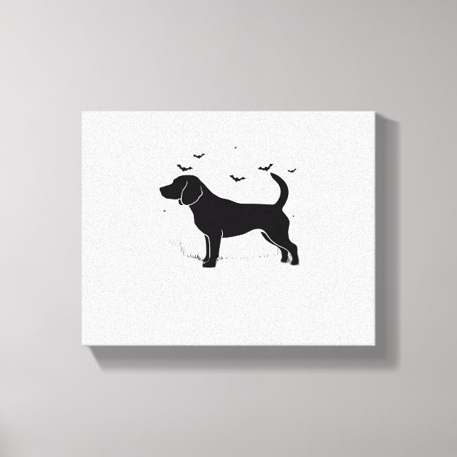Toile Chien beagle - Silhouette de lune d'Halloween surd (Recto)