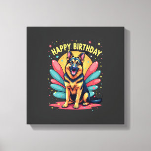 Toile Chien Berger Allemand Joyeux Anniversaire Fête She