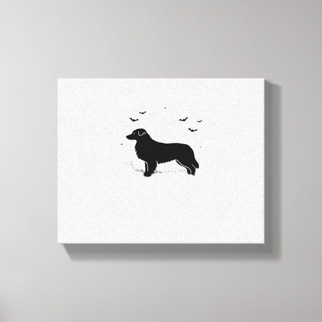 Toile Chien berger australien - Halloween Moon Silhouett (Recto)