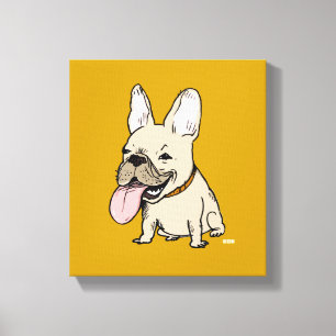 Toile Chien Bouledogue Français Drôle avec une énorme la