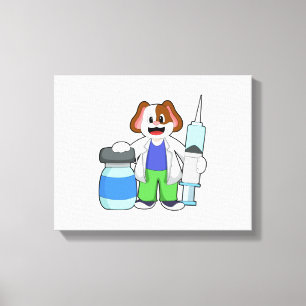 Toile Chien comme docteur avec seringue
