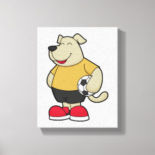 Toile Chien comme joueur de football avec balle de footb