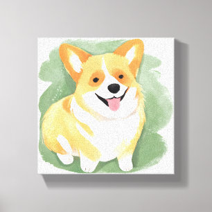 Toile Chien Corgi   Aquarelle de race de chien mignon