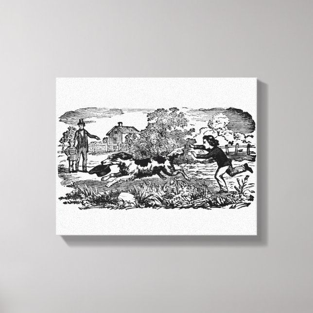 Toile Chien courant art animal antique illustration vict (Recto)