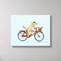 Chien cycliste avec écureuil ami - Art animal amus
