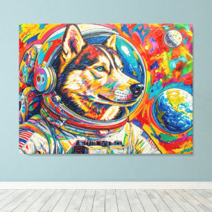 TOILE CHIEN DANS L'ESPACE-HUSKY 4