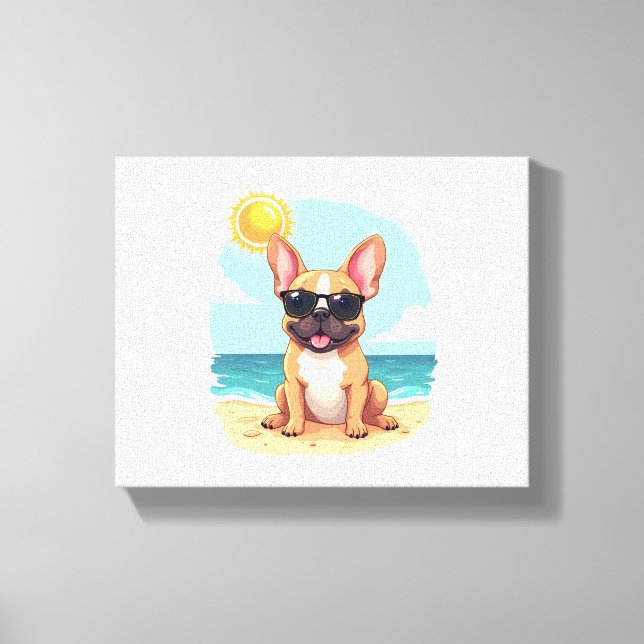 Toile Chien de taureaux français en vacances (Recto)