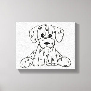 Toile Chien en dalmate dessin simple noir
