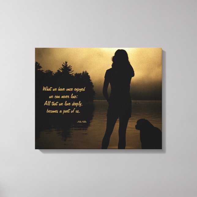 Toile Chien et femme Sunset Silhouette (Recto)
