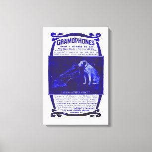 Toile Chien et gramophone