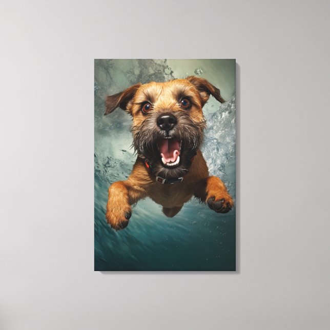 Toile Chien joueur nageant sous l'eau Design (Recto)