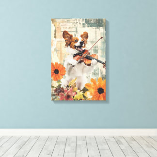 Toile Chien mignon jouant d'un violon