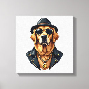 Toile Chien Retriever Doré Vintage Cool en Lunettes de S