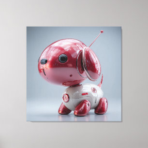 Toile Chien Robot Rouge Brillante
