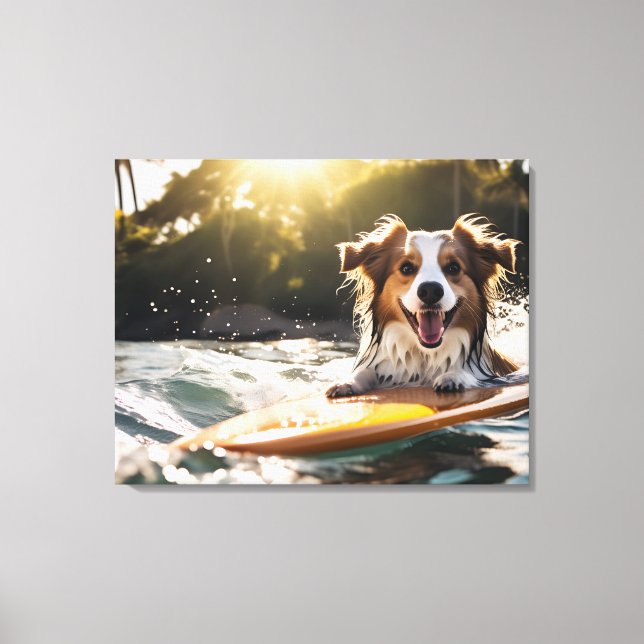 Toile Chien sur planche de surf (Recto)