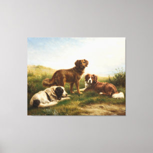 Toile Chiens vintages Reposant Sur Le Plateau