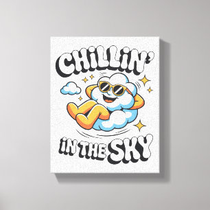Toile Chillin' dans le ciel - Nuage détendu Retro Faux