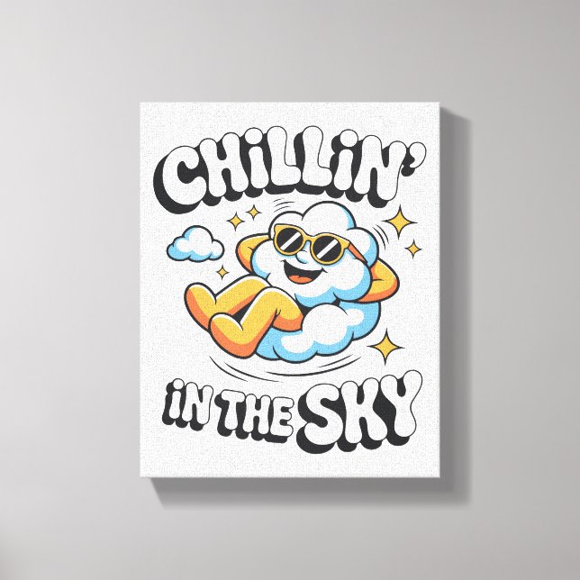 Toile Chillin' dans le ciel - Nuage détendu Retro Faux (Recto)