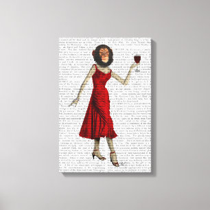 Toile Chimpanzé avec du vin