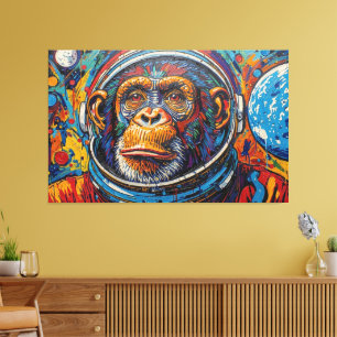 TOILE CHIMPANZÉ DANS L'ESPACE