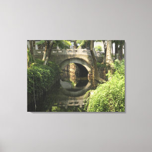 Toile Chine, Nantong, un pont en arc forme un parfait