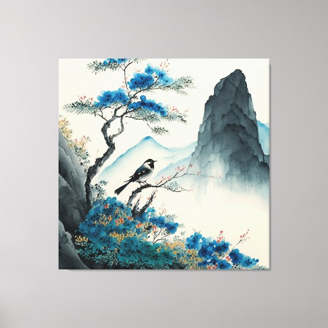 Toile Chinois aquarelle paysage de peinture à la brosse (Recto)