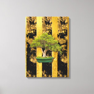 Toile Chinois Asiatique Bonsai Arbre Étitré Canvas Impri
