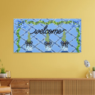 Toile Chinoiserie Blue Ginger Jars Topiary