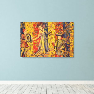 Toile Chinoiserie médiévale italienne rouge jaune