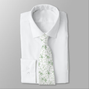 Toile Chinoiserie Vintage Floral Green Tie