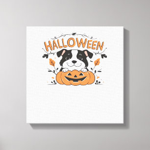 Toile Chiot Mignon dans une Citrouille � Illustration de
