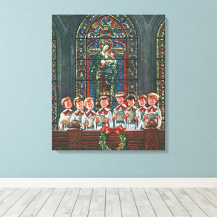 Toile Chœur d'enfants chantant Noël vintage dans une égl