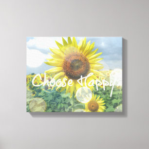 Toile Choisissez une note heureuse avec des tournesols
