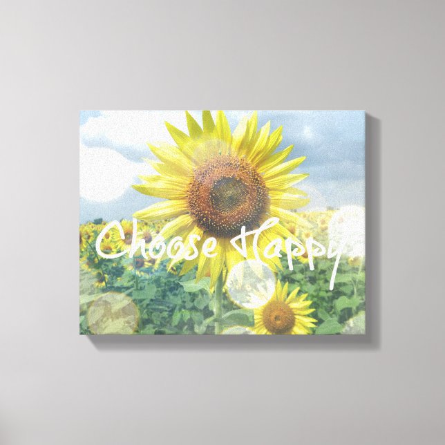 Toile Choisissez une note heureuse avec des tournesols (Recto)