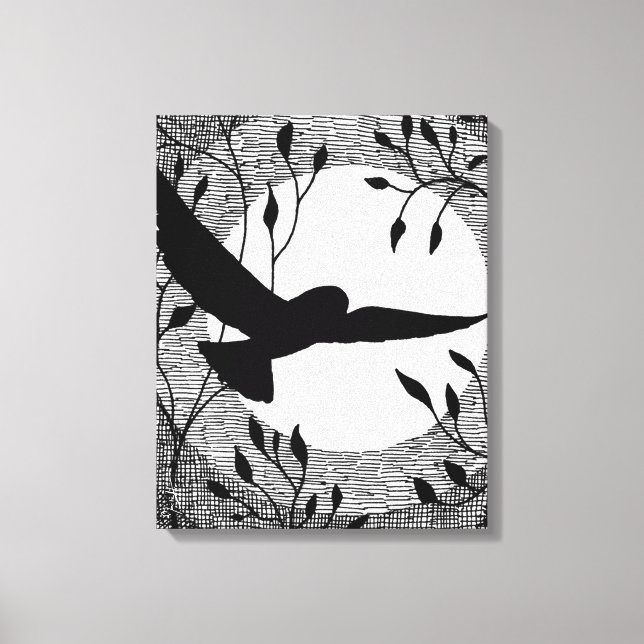 Toile Chouette et croix de lune éclos (Recto)