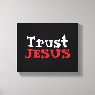 Toile Chrétien ‘Faire Confiance à JÉSUS’ Rouge Noir Blan