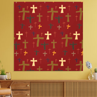 Toile Christian Crosses on Red background