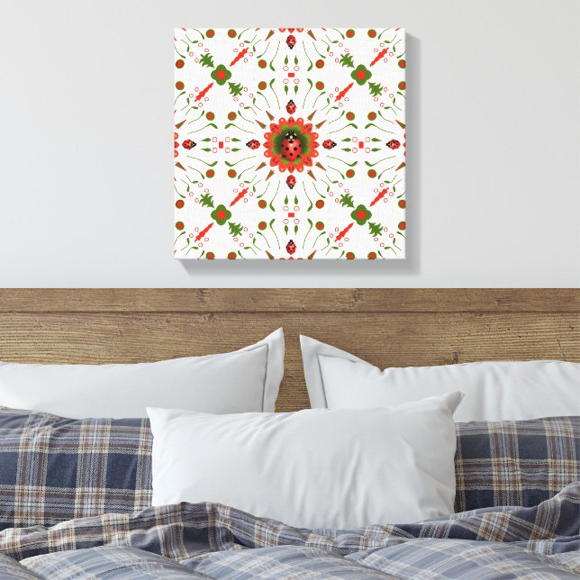 Toile Christmas Ladybug Red, Green, and White (Insitu(Chambre))
