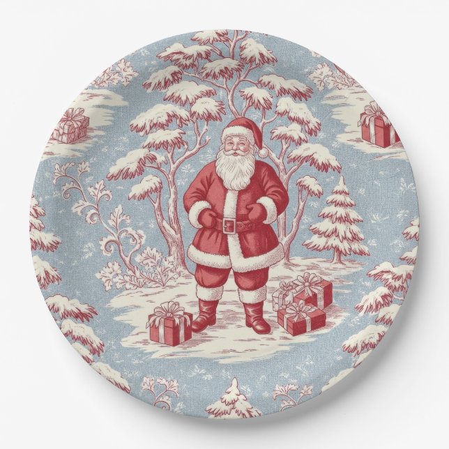 Toile Christmas  Paper Plate (Front)