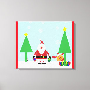 TOILE CHRISTMAS PÈRE NOËL SCENE